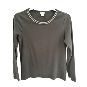 Chico 1 (Size 8/M) Black Cotton Sweater/Silver Trim Staple Office Holiday